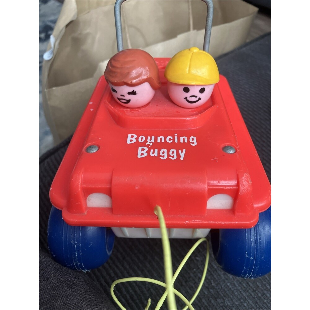 Fisher Price Vintage 1972 #122 Bouncing Buggy Car Pull Toy Little People